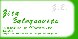 zita balazsovits business card